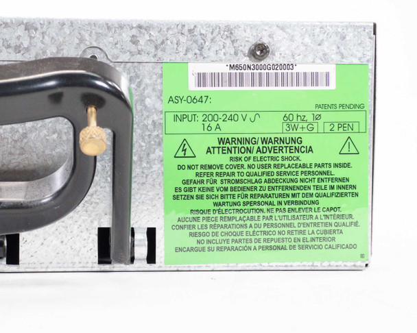 Eaton ASY-0647 rating label showing INPUT 200-240V, 16A, 60Hz and model number ASY-0647