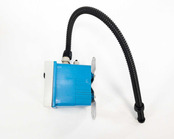 Endress+Hauser CM42 Liquiline M transmitter side view showing conduit routing and mounting plate bracket
