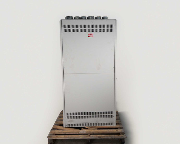 Best Power Technology transfer switch left side panel view showing ventilation louvers on pallet