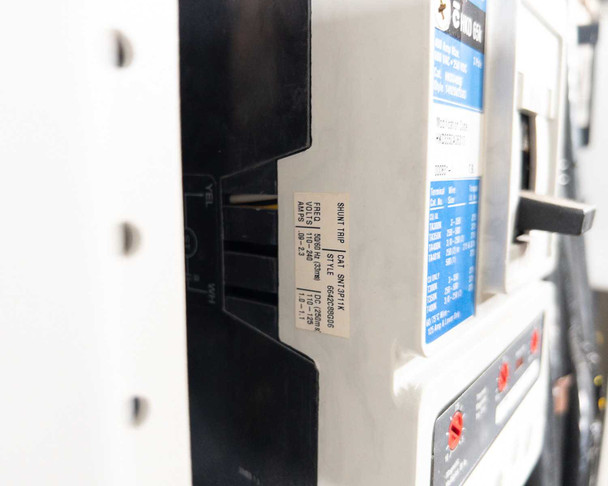 Cutler-Hammer HKD breaker side label showing shunt trip accessory detail — STYLE 64420800056