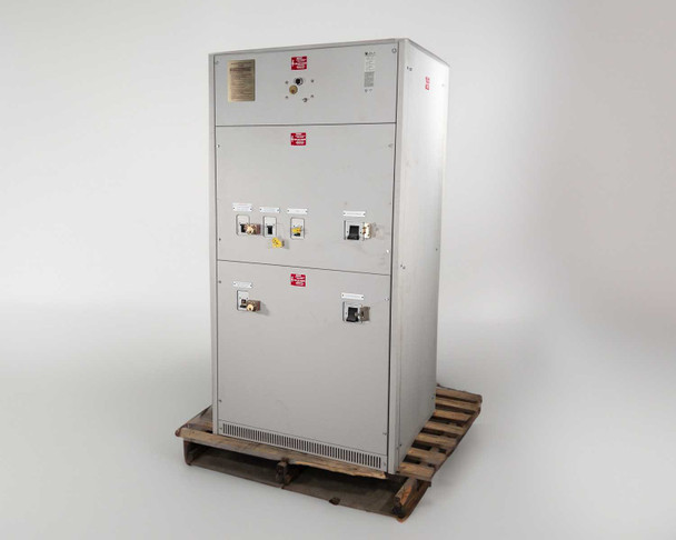 Best Power Technology PT220N62202BBHDO 480V 350A 3-Phase Transfer Switch cabinet front view on pallet