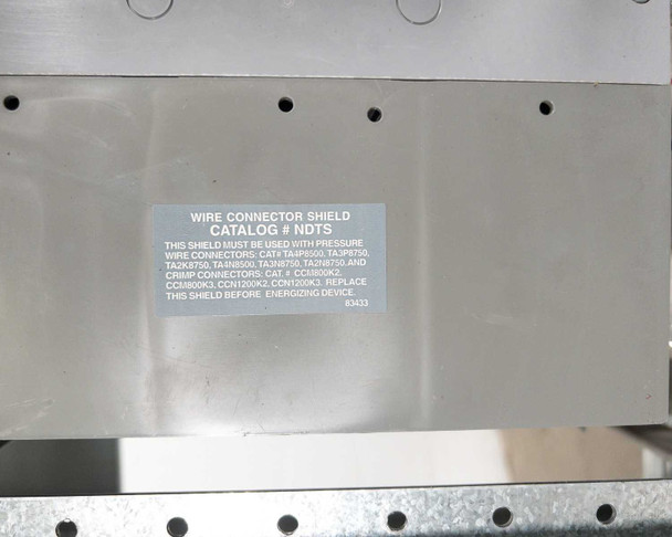 Siemens switchboard Wire Connector Shield label — Catalog No. NDTS, compatible connector types listed
