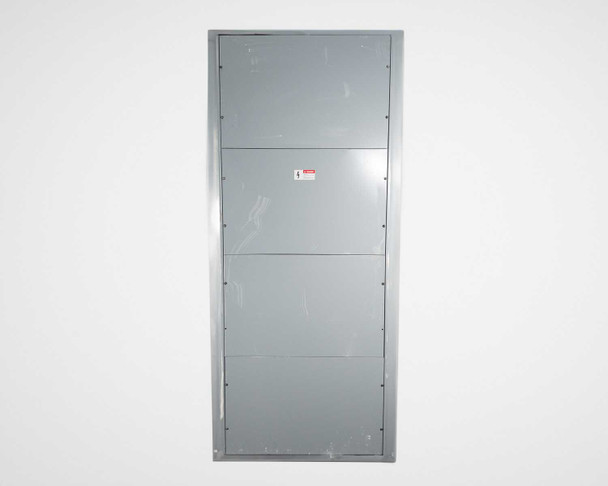 Siemens 60-36555-H20 switchboard – full rear panel view showing complete back enclosure with four panel sections and warning label