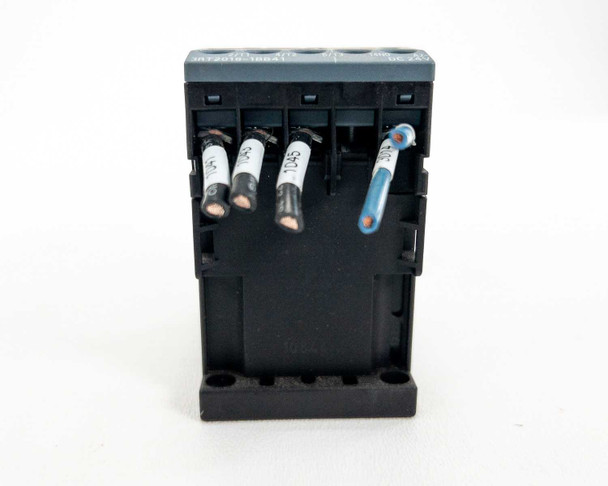 Siemens 3RT2018-1BB41 contactor – bottom view with contactor open showing main contact faces on all three poles