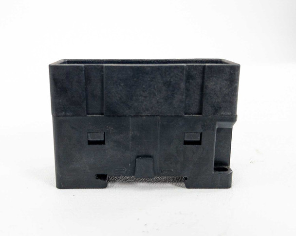 Cooper Bussmann TCFH100N fuse holder – rear view showing DIN rail clip channel and overall housing construction