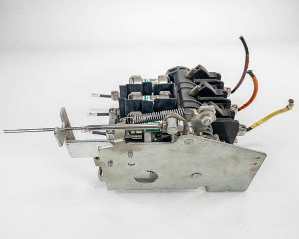 Allen Bradley 1494F-D60 disconnect switch — side profile view showing actuator spring, cable rod, and mounting bracket