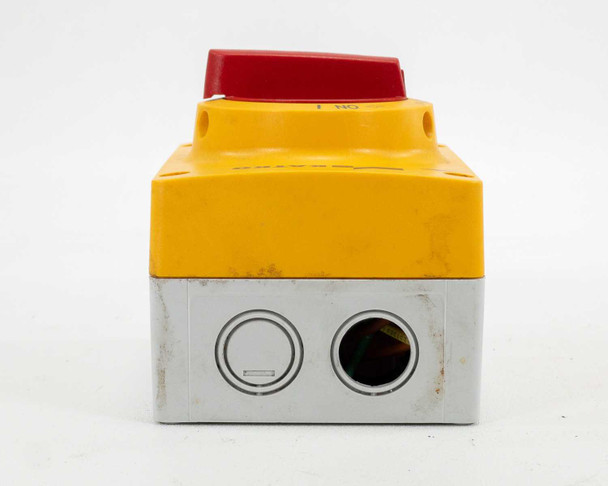 Katko KEM-316UL – bottom view showing two conduit entry openings on gray enclosure base