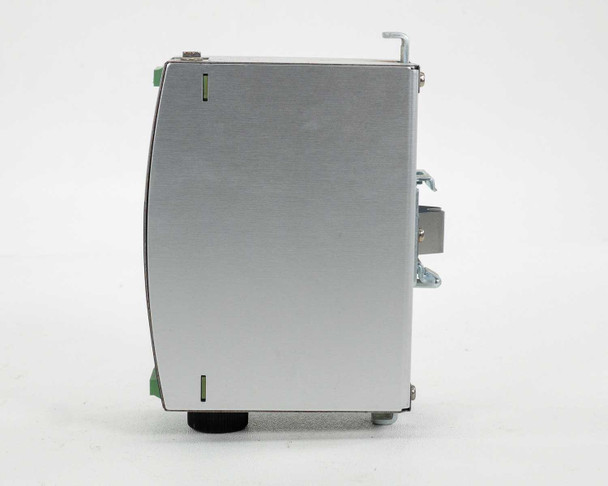 Allen Bradley 4983-DC120-05 surge protector — left side profile view showing DIN rail mounting tabs and overall depth