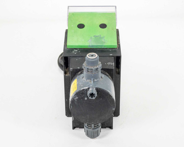 Grundfos Alldos DDA 12-10 dosing pump – top view showing LCD display housing and pump head assembly from above