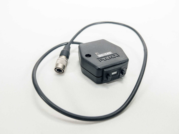 Pulnix SC-745 Camera Shuttle Controller Cable – top view showing compact black housing and attached Hirose-style circular connector