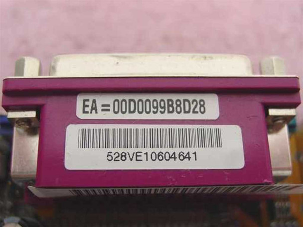 PC Chips 528VE10 motherboard label closeup showing serial number 528VE10604641 and MAC address EA=00D0099B8D28
