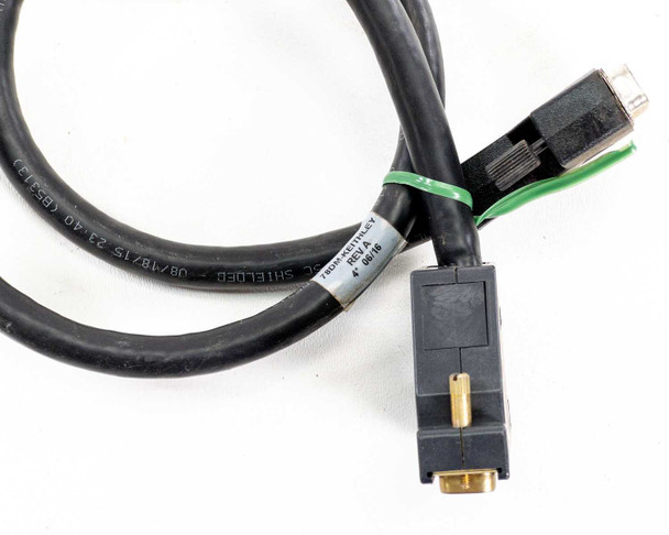78DM REV A cable close-up — shielded cable label and D-sub connector detail