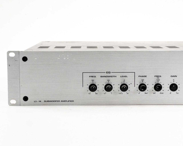 Leon L3-1K front panel close-up showing EQ controls: Freq, Bandwidth, Level, Phase, Freq, Gain knobs