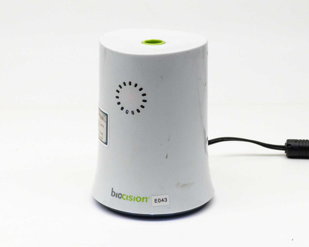 Biocision ThawSTAR CFT2 cryogenic vial thawing system – front-left view showing Biocision logo, E043 label, ventilation ports, and DC power cable