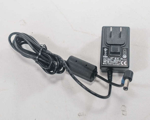 Drager charging power supply adapter with US plug, barrel connector, and CE marking