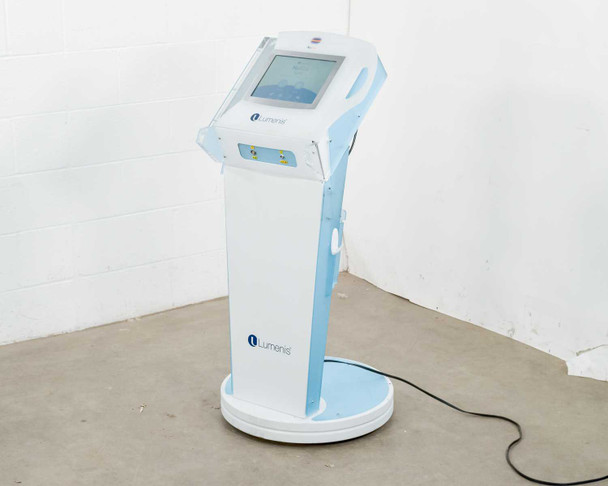 Lumenis NuEra Tight full unit front view on wheeled round base showing complete console with touchscreen arm