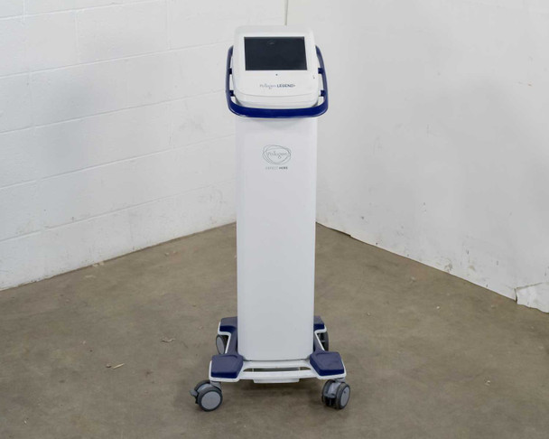 Pollogen Legend+ front view straight-on showing touch screen and Pollogen logo on column