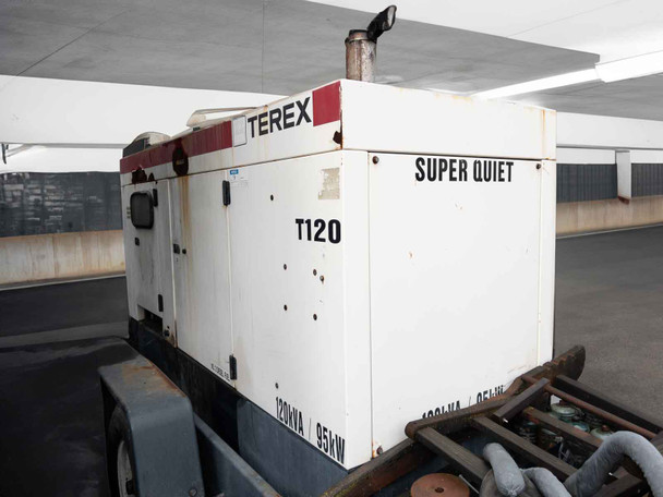 Terex T120 No. 2 Diesel Generator 120kVA, 95kW Super Quiet on 16' Trailer