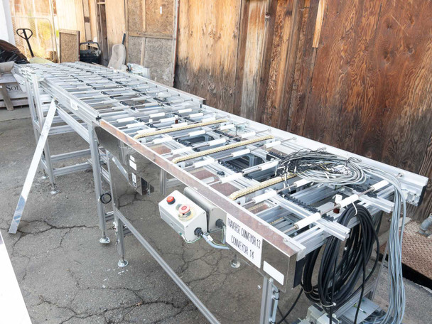Single Excel Flow SC23460 conveyor section outdoors showing full length – label reads 'Seeder Comp Co CV, SC23460 CV1X'