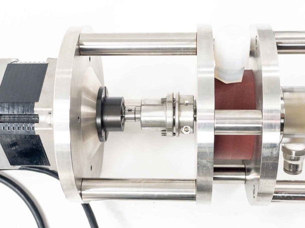 Ametek 3482-MAC5115 motor-to-pump coupling interface – closeup of drive shaft chuck and coupling mechanism between motor and pump body