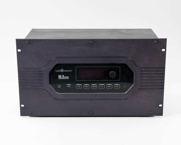 Audio Authority HLX Series Model 2006 card cage — straight-on front view showing touch-sensitive panel, display, and control buttons