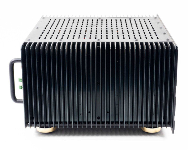 Sonance SONAMP 1250 MKII left side view showing large black aluminum fin heatsink array
