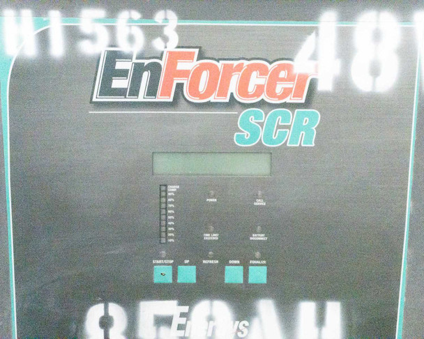 EnerSys EnForcer SCR front control panel close-up showing LCD display, indicator lights, and push-button controls