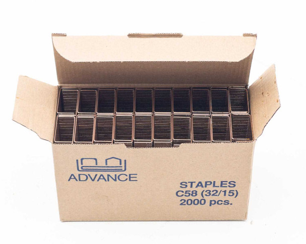 Advance C58 staples box back view with country of manufacture Türkiye and additional product specs