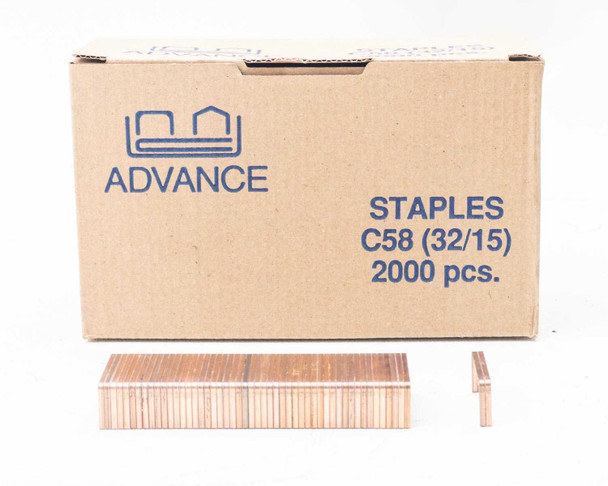 Advance C58 32/15 staples box seal and packaging condition showing new factory box