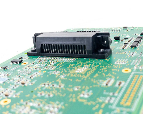 Zebra 404720-001P P110i logic board — macro close-up of printhead connector from alternate angle showing pin detail