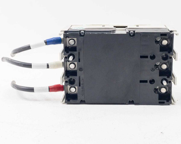 Mitsubishi NF125-CW side view showing terminal block detail and wire routing