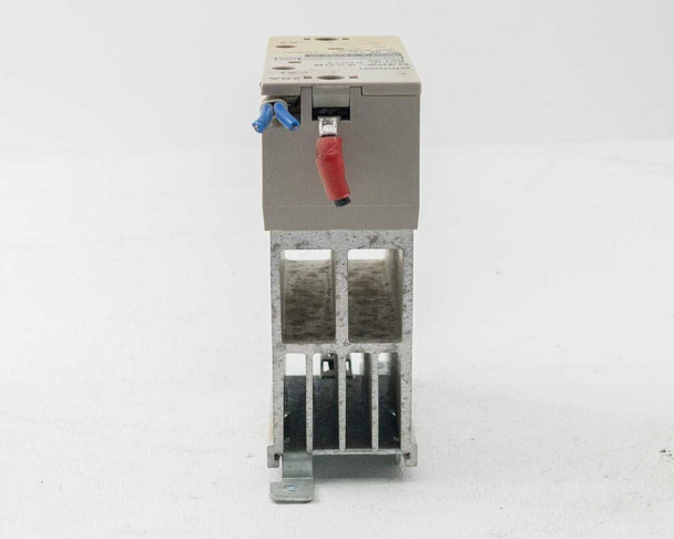Omron G3PA-420B Solid State Relay front-end view showing relay module top with blue and red wire leads and screw terminals