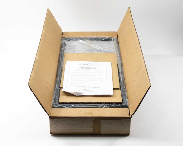 AirClean Systems ACF400 filter in open box with documentation sheet visible on top of packaging