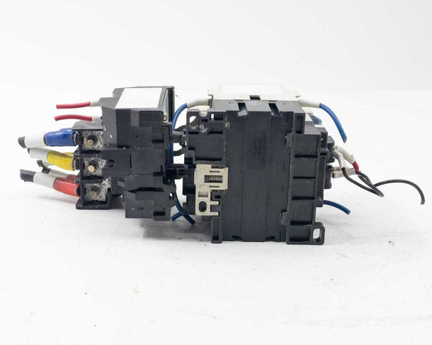Mitsubishi S-N35 contactor assembly – right-side profile view showing overall form factor and wiring harness
