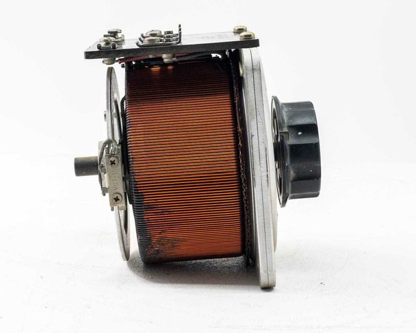 General Radio W10 Variac — side view showing full copper toroidal winding coil and knob shaft