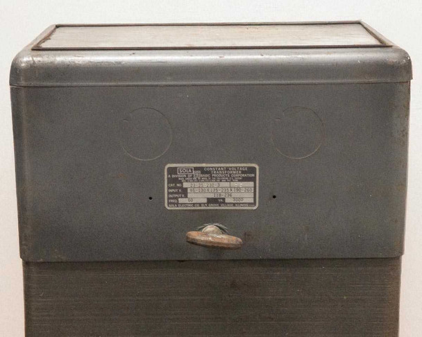 Sola 23-25-230-3 transformer – side view with manufacturer rating plate showing model number, input/output voltage and electrical specifications
