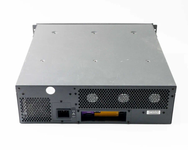 Kaleidescape KServer-5000 — front door open showing 14 HDD drive bays with Kaleidescape-branded drive caddies loaded