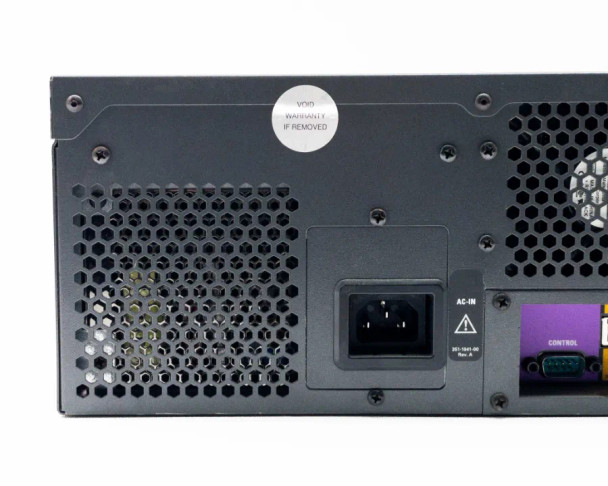Kaleidescape KServer-5000 — rear panel overview showing PSU fan, AC-IN inlet, control port, Ethernet, and USB ports