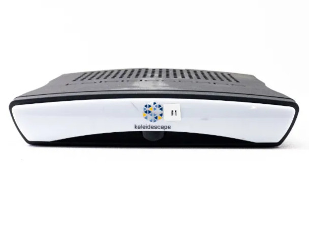 Kaleidescape M300 Movie Player — straight-on front panel view showing Kaleidescape logo badge and unit number label