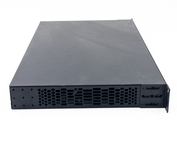 Top and right-side view of Araknis AN-210-SW-R-16-POE 1U rack-mount switch chassis showing ventilation slots and rack ear mounting hardware