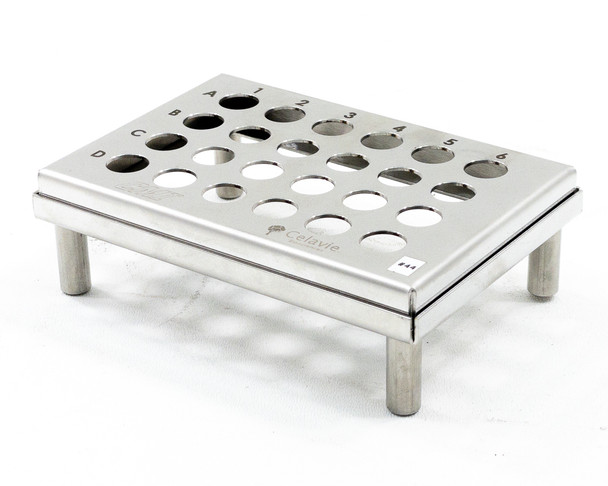 CMI 24 Spaces, 6x4 Stainless Steel Freezer Test Tube Rack, Two Pieces