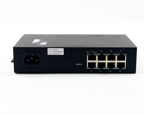 Araknis AN-110-SW-R-8 – front panel close-up showing port LED indicators numbered 1–8 with 1 Gbps and Link/Act rows and model label