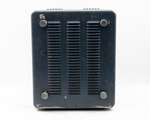 HP 608F VHF Signal Generator – close-up of lower front panel showing BNC connectors labeled Freq Control Input, AM/Pulse Mod Input, Uncal RF Output, Xtal Cal Output, Freq Analog Output, and Hewlett Packard badge