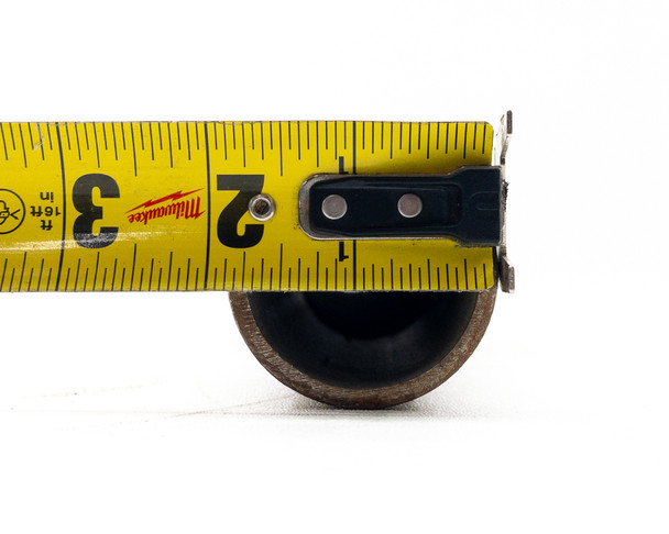 KF40 stainless steel bellows hose measured against tape measure confirming approximately 24 inch overall length