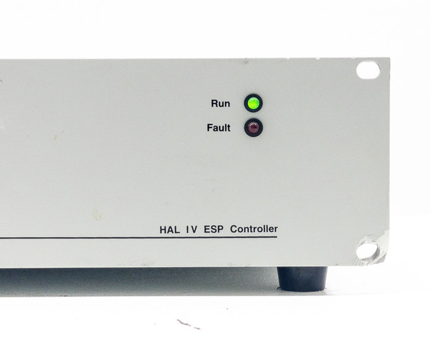 Hiden Analytical HAL IV ESP Controller – close-up of front panel right side showing Run and Fault LED status indicators and HAL IV ESP Controller label