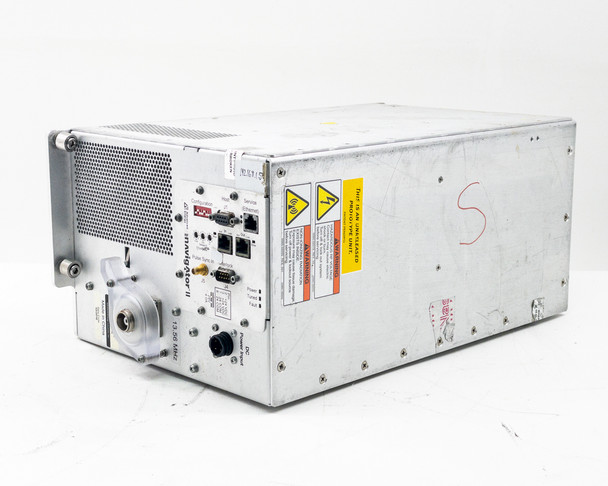 Advanced Energy Navigator II 3155999-175 RF Match Network – rear-angled view showing I/O panel and warning labels