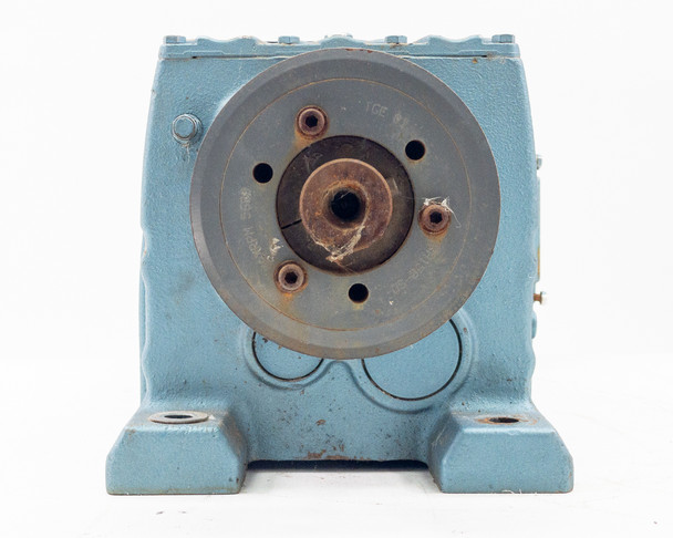 SEW-EURODRIVE R67DT80K4TN gear motor output side face view showing output shaft and flange