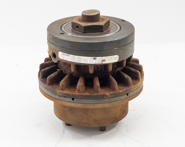 Nexen 805275 L-600 Air Engaged Friction Clutch front view showing cooling fins and Nexen label with surface rust