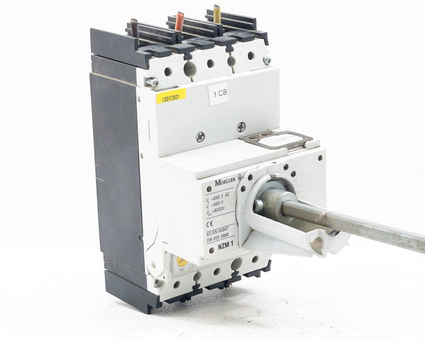 Moeller NZM1 NZMN1-A circuit breaker front face showing terminal block and label – front view