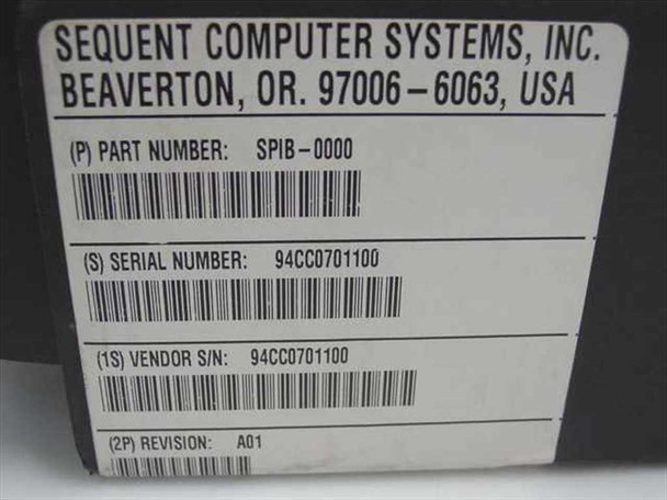 Sequent Computer Systems SPIB-0000 part number label showing Part No., Serial No., and Revision A01